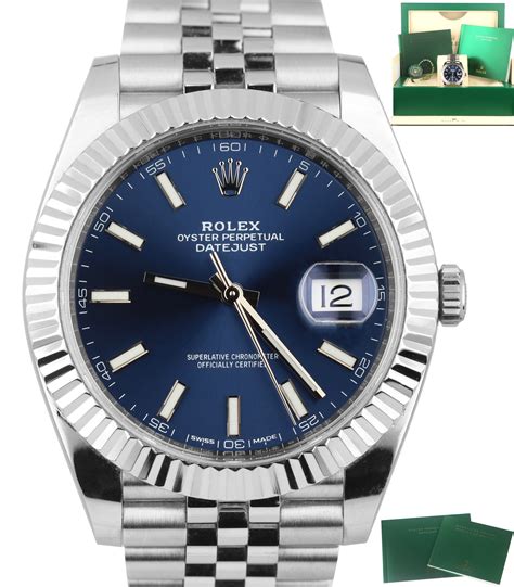 rolex datejust 41mm blue face fluted|41mm Rolex Datejust for sale.